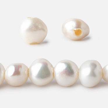 10-11mm Off White Baroque Side Drill 2.5mm large hole Pearls 15 in. 38 pcs (ONLINE ORDER ONLY)