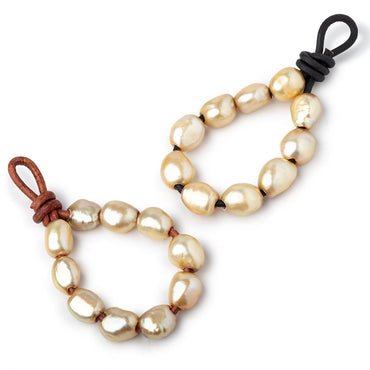 10-11mm Pale Gold Large Hole Baroque Pearls Set of 10 (ONLINE ORDER ONLY)