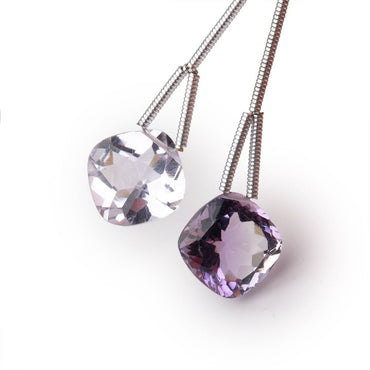 10-11mm Pink Amethyst Pavilion Faceted Cushion Set of 2 Beads AAA (ONLINE ORDER ONLY)