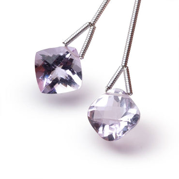 10-11mm Pink Amethyst Pavilion Faceted Cushion Set of 2 Focals AAA (ONLINE ORDER ONLY)
