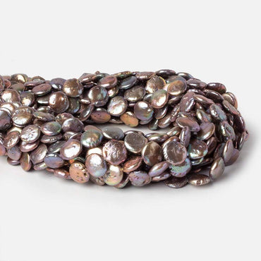 10-11mm Rose' Peacock Coin Freshwtaer Pearl strand 16 inch 35 pieces (ONLINE ORDER ONLY)