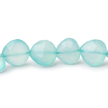 10-11mm Seafoam Blue Chalcedony straight drilled faceted heart 8 inch 18 Beads (ONLINE ORDER ONLY)