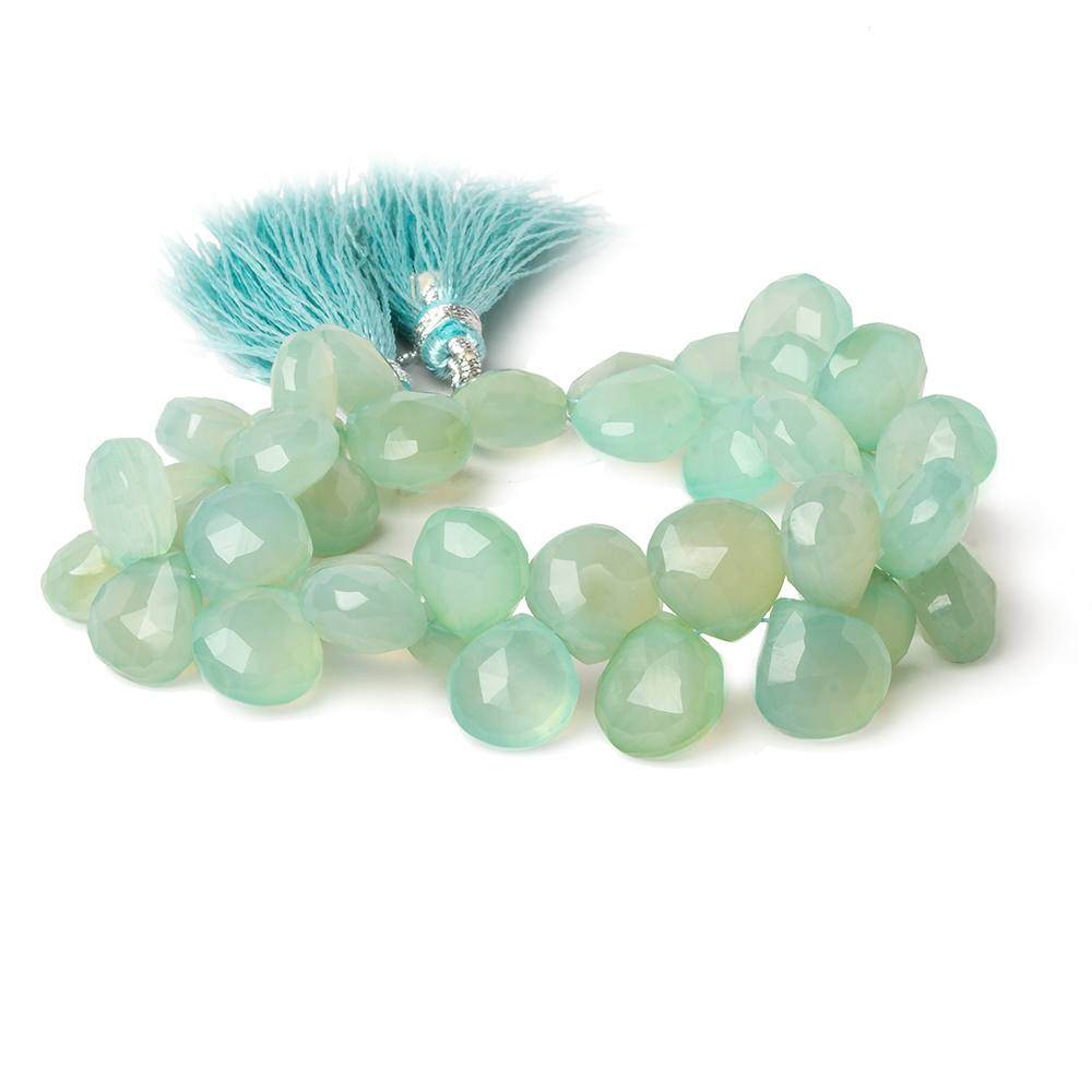 10-11mm SeaGreen Chalcedony Faceted Heart Beads 8 inch 40 pieces (ONLINE ORDER ONLY)