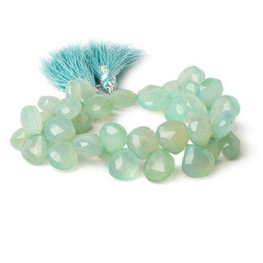 10-11mm SeaGreen Chalcedony Faceted Heart Beads 8 inch 40 pieces (ONLINE ORDER ONLY)