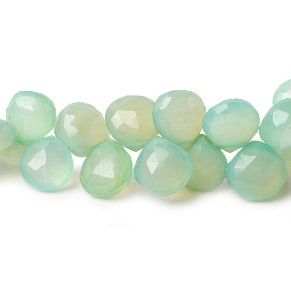 10-11mm SeaGreen Chalcedony Faceted Heart Beads 8 inch 40 pieces (ONLINE ORDER ONLY)