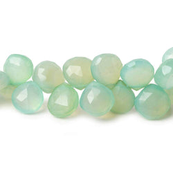 10-11mm SeaGreen Chalcedony Faceted Heart Beads 8 inch 40 pieces (ONLINE ORDER ONLY)