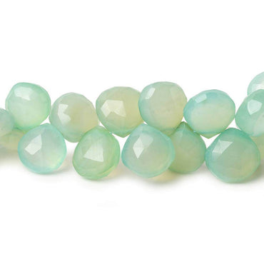 10-11mm SeaGreen Chalcedony Faceted Heart Beads 8 inch 40 pieces (ONLINE ORDER ONLY)