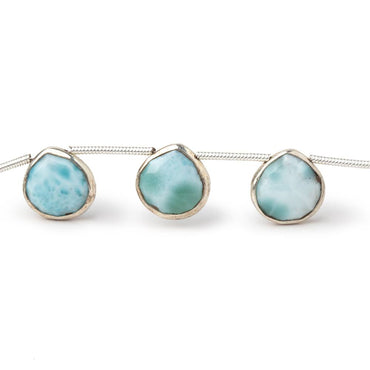 10-11mm Sterling Silver Bezel Larimar Faceted Hearts 6 inch 10 Beads (ONLINE ORDER ONLY)