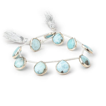 10-11mm Sterling Silver Bezel Larimar Faceted Hearts 6 inch 10 Beads (ONLINE ORDER ONLY)