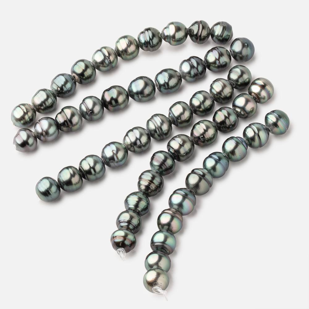 10-11mm Tahitian 2mm Large Hole Saltwater Pearls 4 inch 10 Beads AA (ONLINE ORDER ONLY)