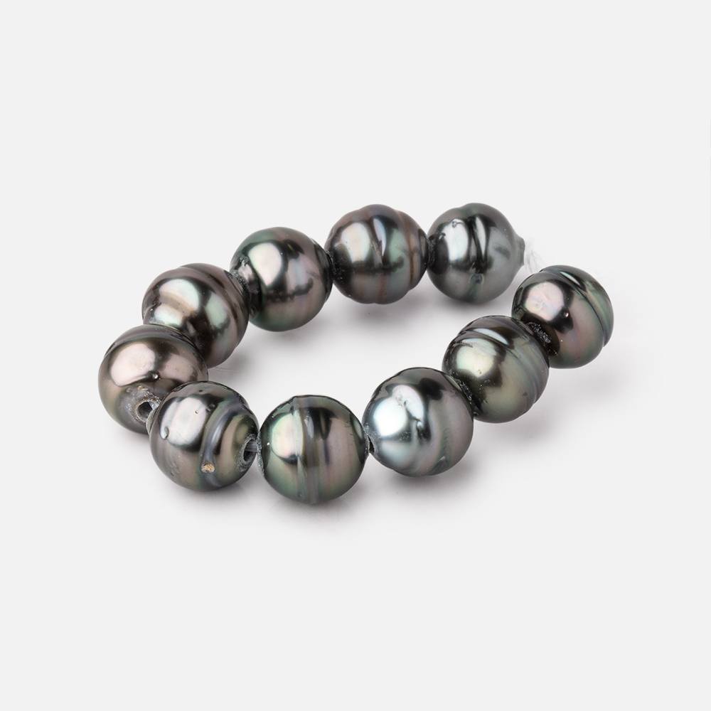 10-11mm Tahitian 2mm Large Hole Saltwater Pearls 4 inch 10 Beads AA (ONLINE ORDER ONLY)