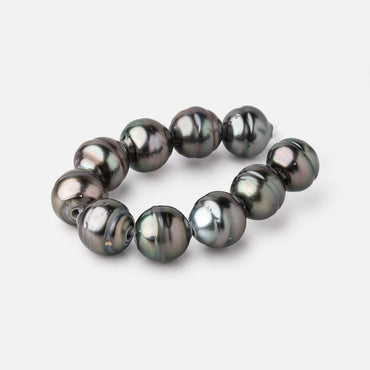 10-11mm Tahitian 2mm Large Hole Saltwater Pearls 4 inch 10 Beads AA (ONLINE ORDER ONLY)