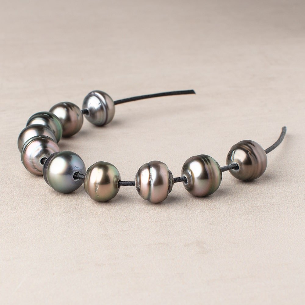 10-11mm Tahitian 2mm Large Hole Saltwater Pearls 4 inch 10 Beads AA (ONLINE ORDER ONLY)