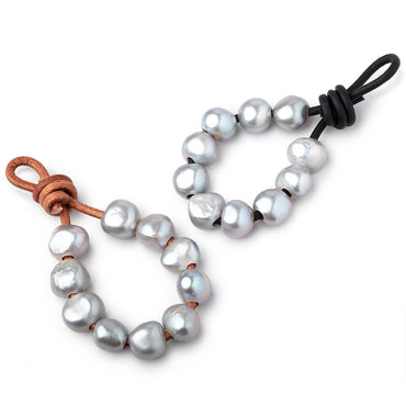 10-11mm Teal Silver Large Hole Baroque Pearls Set of 10 (ONLINE ORDER ONLY)