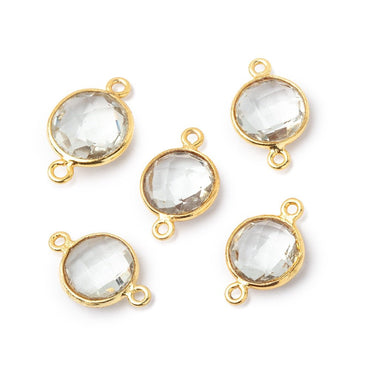 10-11mm Vermeil Bezel Prasiolite Faceted Coin Connector 1 piece (ONLINE ORDER ONLY)