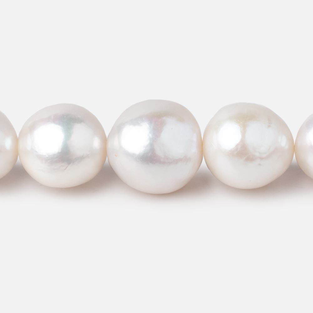 10-12.5mm White Off Round Freshwater Pearls 16 inch 34 Beads AA (ONLINE ORDER ONLY)