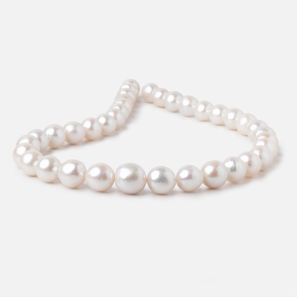 10-12.5mm White Off Round Freshwater Pearls 16 inch 34 Beads AA (ONLINE ORDER ONLY)