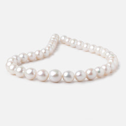 10-12.5mm White Off Round Freshwater Pearls 16 inch 34 Beads AA (ONLINE ORDER ONLY)