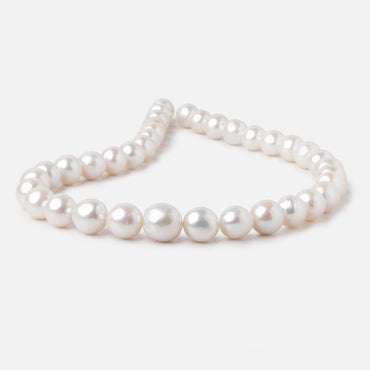 10-12.5mm White Off Round Freshwater Pearls 16 inch 34 Beads AA (ONLINE ORDER ONLY)