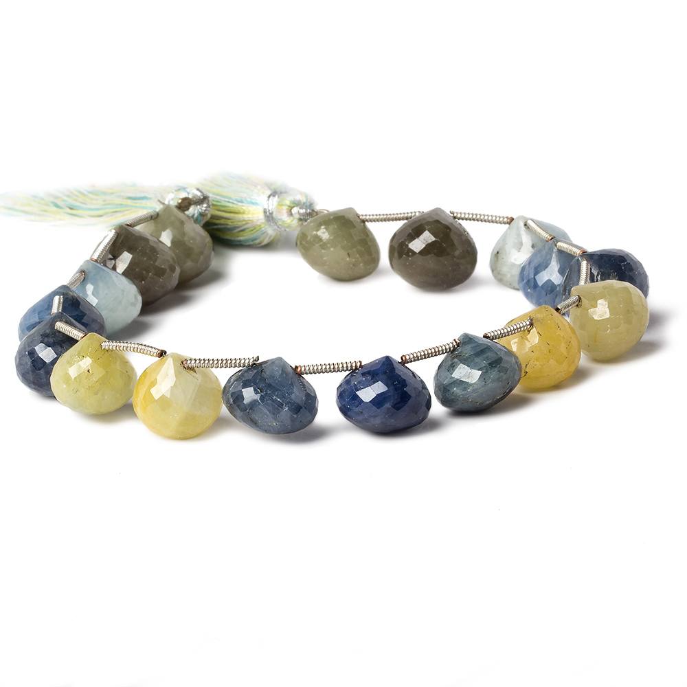 10-12mm Blue and Fancy Sapphire faceted Candy Kiss Beads 8 inch 17 pieces (ONLINE ORDER ONLY)