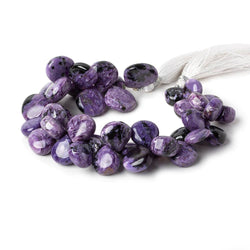 10-12mm Charoite plain heart beads 8 inch 41 pieces A (ONLINE ORDER ONLY)