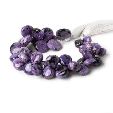 10-12mm Charoite plain heart beads 8 inch 41 pieces A (ONLINE ORDER ONLY)