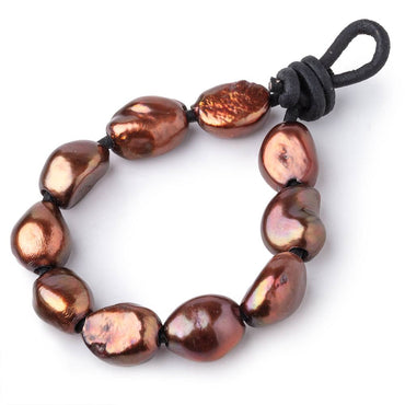 10-12mm Cinnamon Brown Large Hole Baroque Pearls Set of 10 (ONLINE ORDER ONLY)