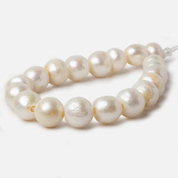 10-12mm Cream White Button & Baroque Large Hole pearls 8 inch 18 pieces (ONLINE ORDER ONLY)