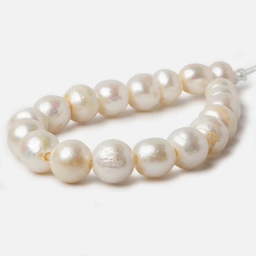 10-12mm Cream White Button & Baroque Large Hole pearls 8 inch 18 pieces (ONLINE ORDER ONLY)