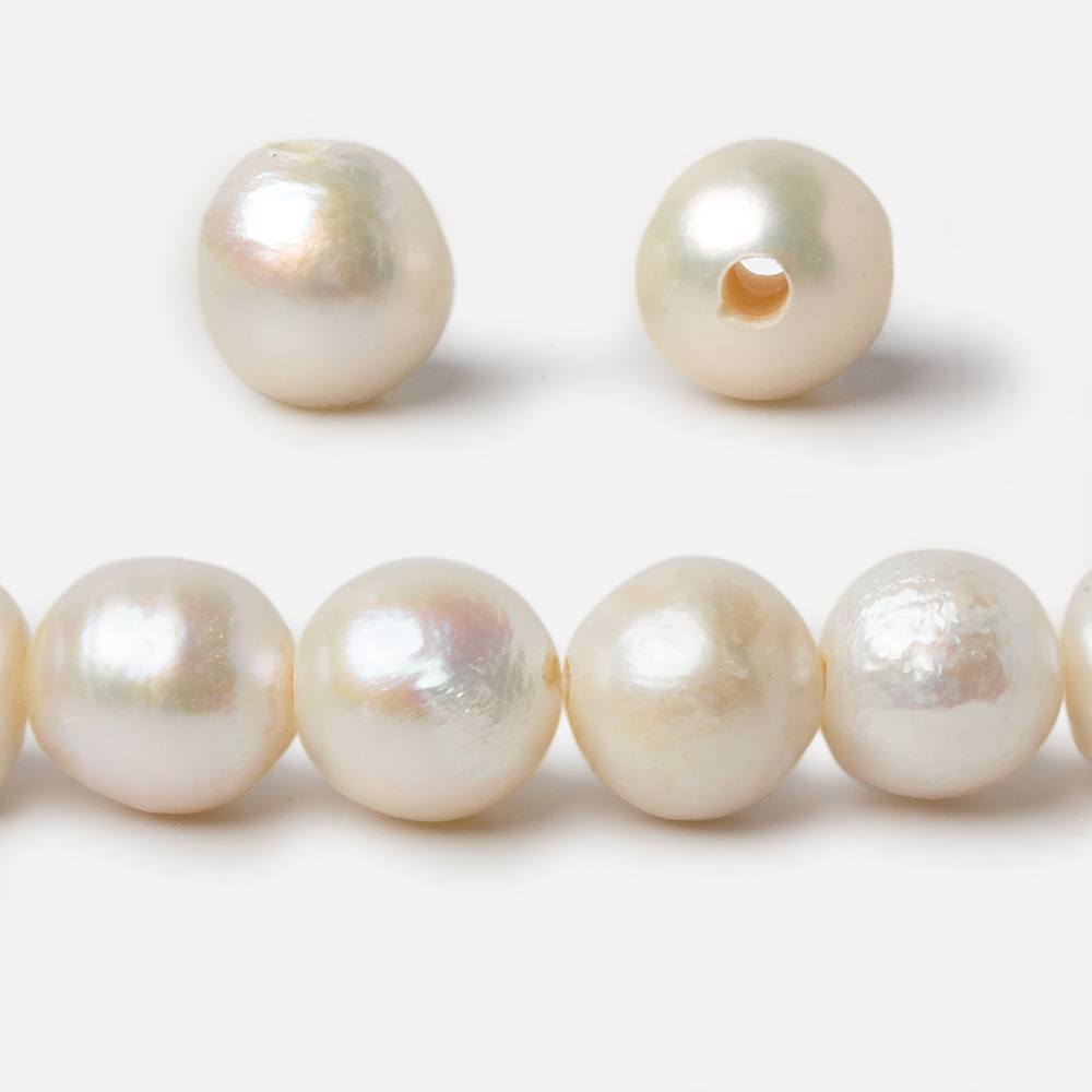 10-12mm Cream White Button & Baroque Large Hole pearls 8 inch 18 pieces (ONLINE ORDER ONLY)