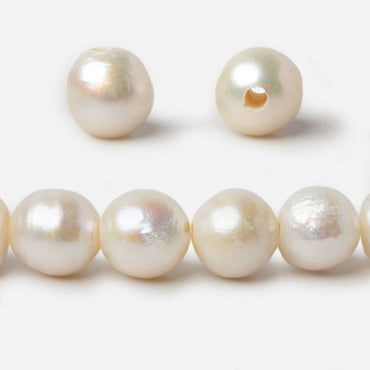 10-12mm Cream White Button & Baroque Large Hole pearls 8 inch 18 pieces (ONLINE ORDER ONLY)