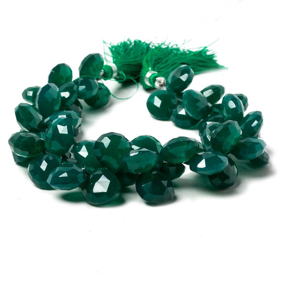 10-12mm Dark Emerald Green Chalcedony Faceted Heart Beads 8 inch 52 pieces (ONLINE ORDER ONLY)