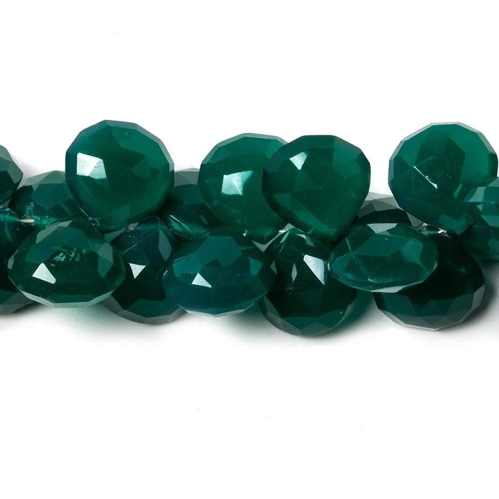 10-12mm Dark Emerald Green Chalcedony Faceted Heart Beads 8 inch 52 pieces (ONLINE ORDER ONLY)