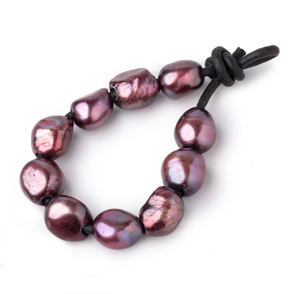 10-12mm Dusty Rose Large Hole Baroque Pearls Set of 10 (ONLINE ORDER ONLY)