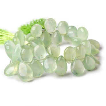 10-12mm Green Prehnite Plain Pear Beads 8 inch 42 pieces (ONLINE ORDER ONLY)