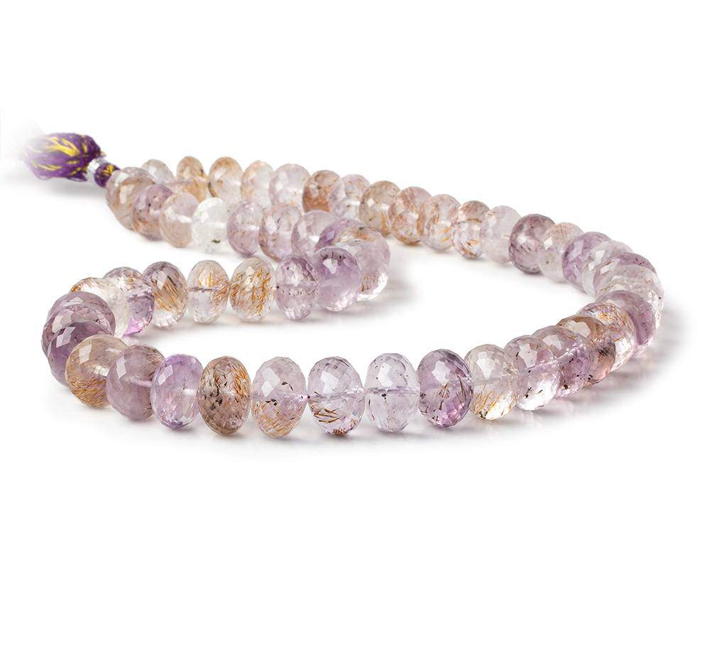 10-12mm Mossy Amethyst Faceted Rondelle Beads 16 inch 54 pieces AAA (ONLINE ORDER ONLY)