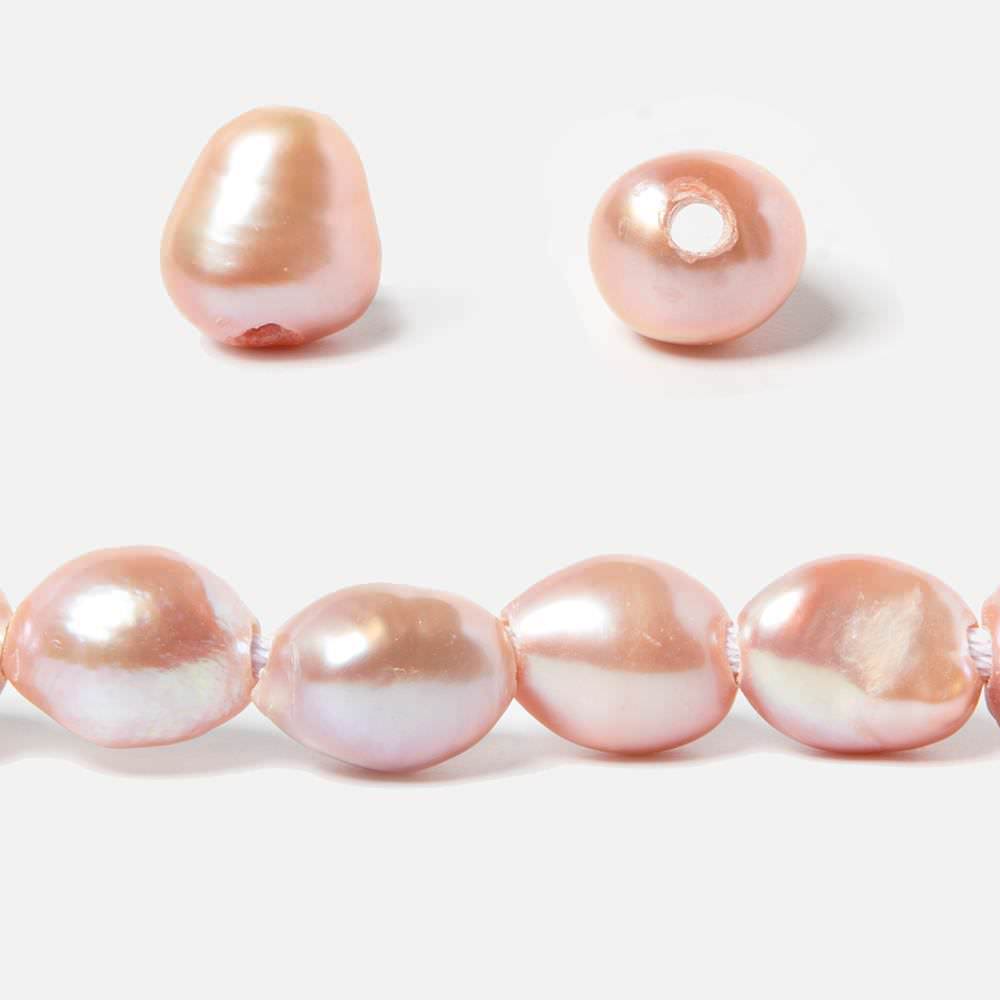 10-12mm Orangy Pink Baroque Straight Drill 2.5mm large hole Pearl 35 pcs (ONLINE ORDER ONLY)