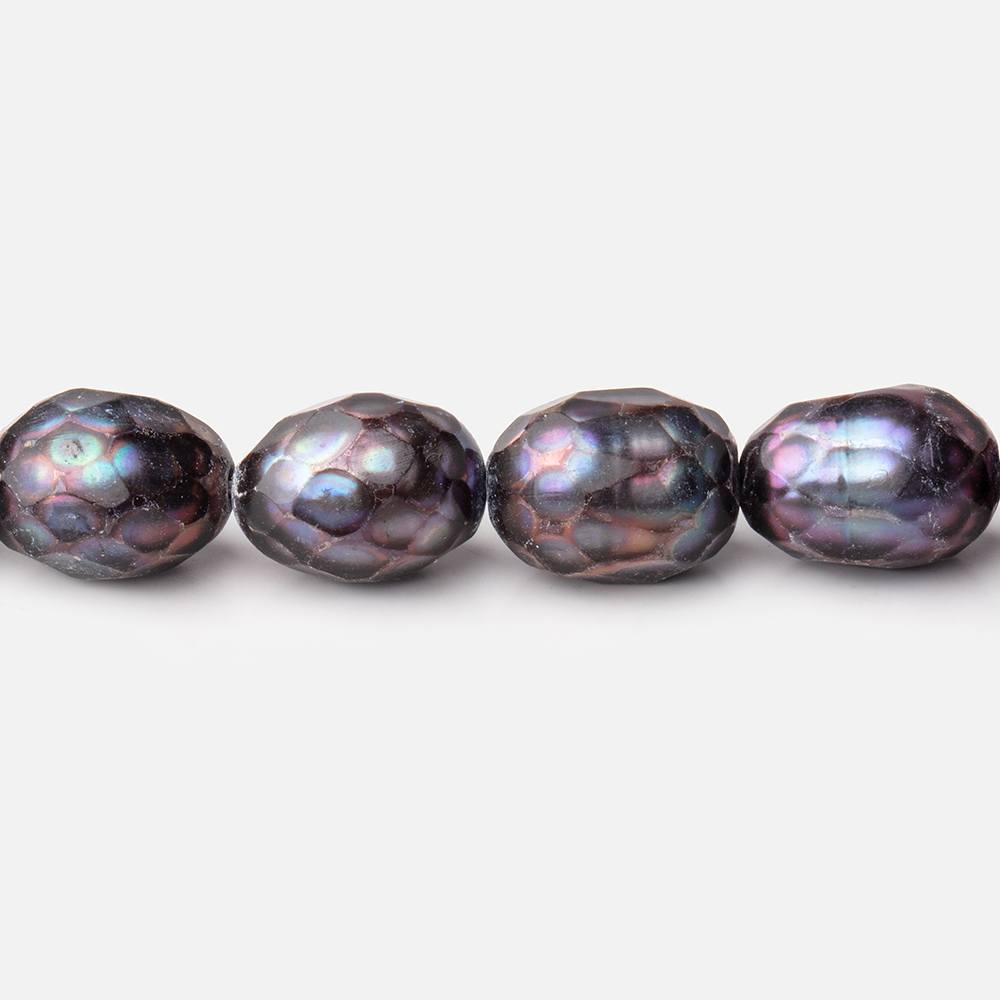 10-12mm Peacock Faceted Oval Freshwater Pearls 15.5 inch 33 beads (ONLINE ORDER ONLY)