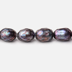 10-12mm Peacock Faceted Oval Freshwater Pearls 15.5 inch 33 beads (ONLINE ORDER ONLY)