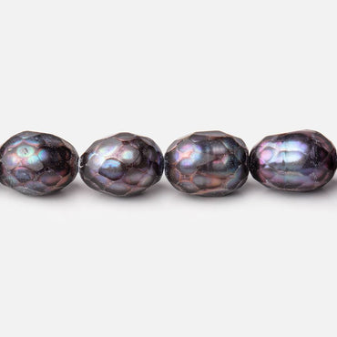 10-12mm Peacock Faceted Oval Freshwater Pearls 15.5 inch 33 beads (ONLINE ORDER ONLY)
