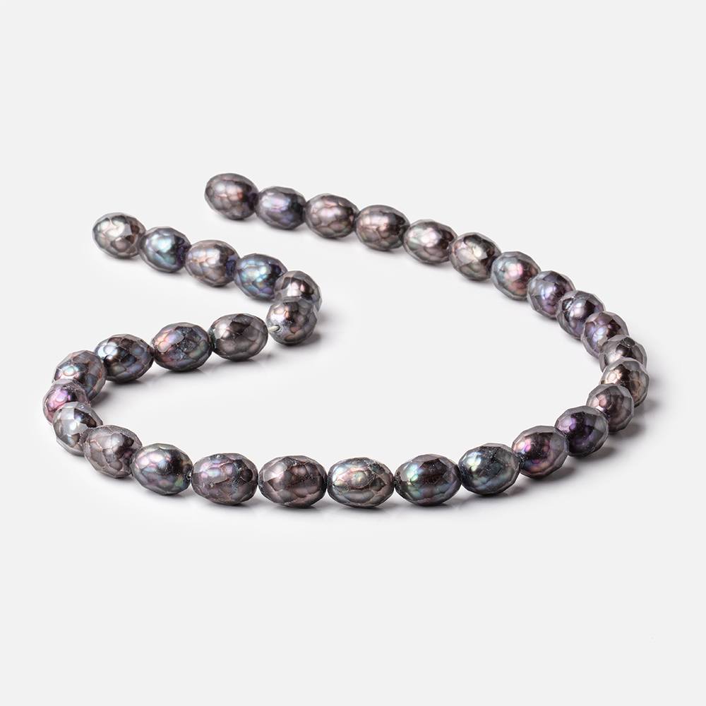10-12mm Peacock Faceted Oval Freshwater Pearls 15.5 inch 33 beads (ONLINE ORDER ONLY)
