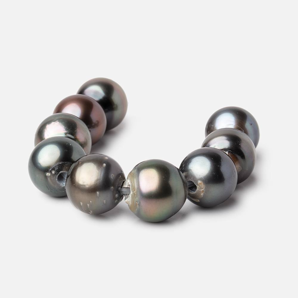 10-12mm Peacock Tahitian Large Hole Saltwater Pearls 4 inch 9 pieces A (ONLINE ORDER ONLY)