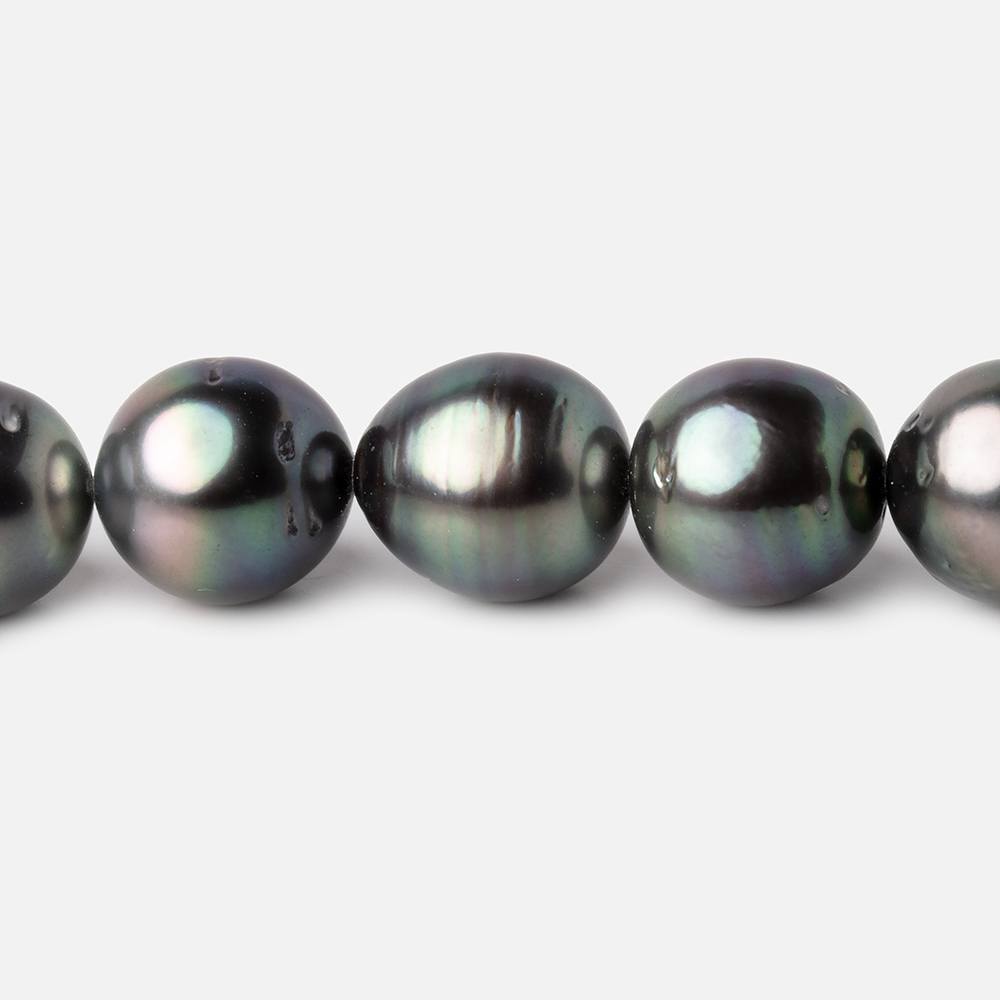 10-12mm Peacock Tahitian Round Saltwater Pearls 16 inch 36 pieces AA (ONLINE ORDER ONLY)