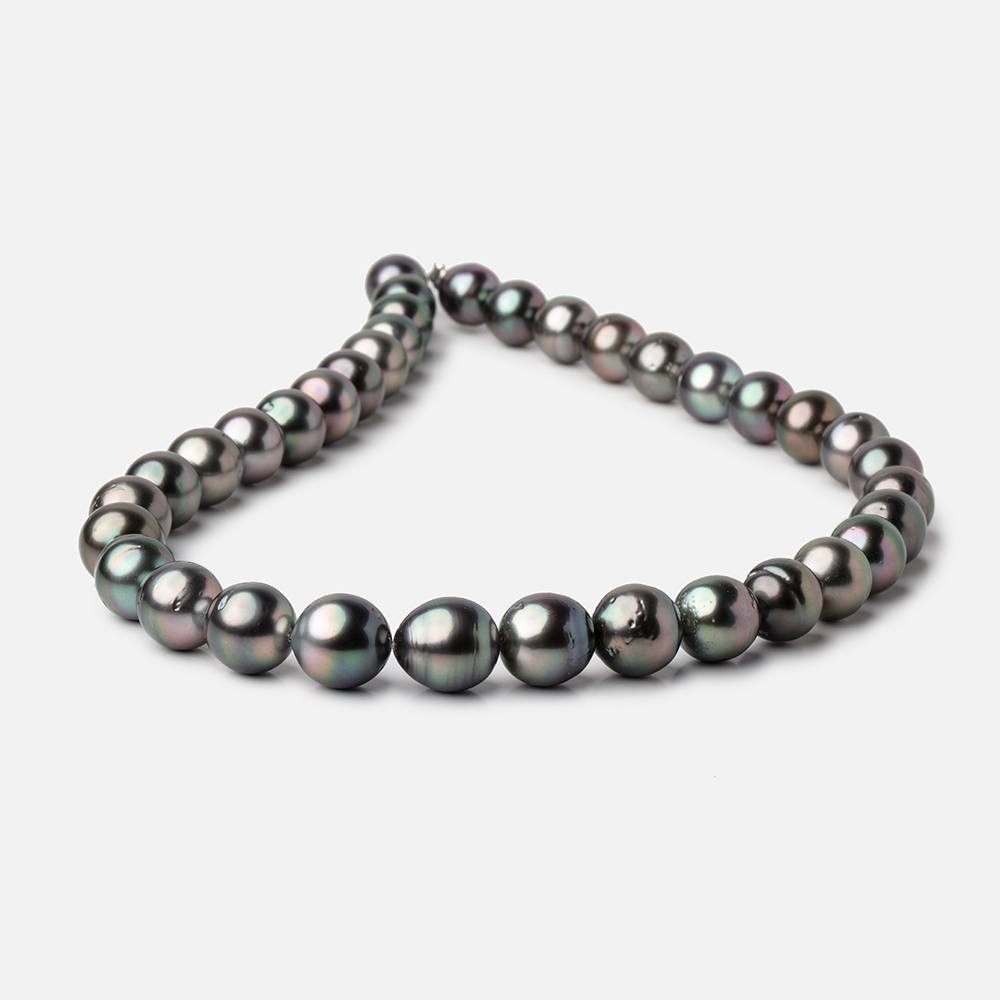 10-12mm Peacock Tahitian Round Saltwater Pearls 16 inch 36 pieces AA (ONLINE ORDER ONLY)