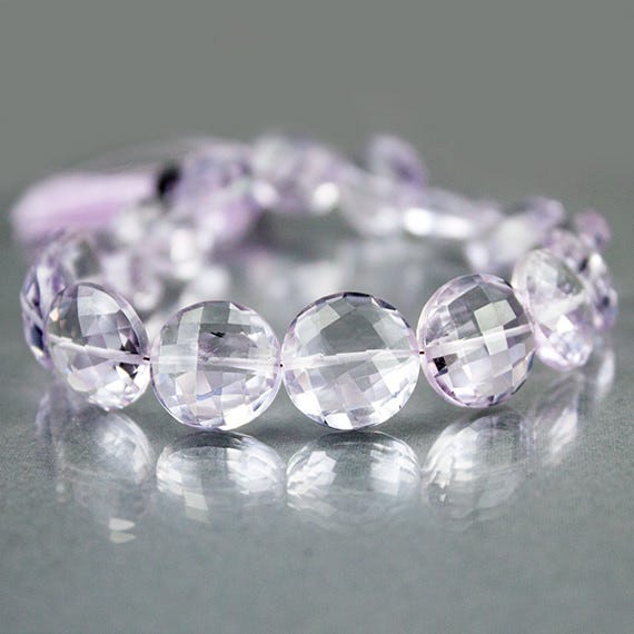 10-12mm Pink Amethyst Faceted Coin Beads 8 inch 19 beads AA Grade (ONLINE ORDER ONLY)