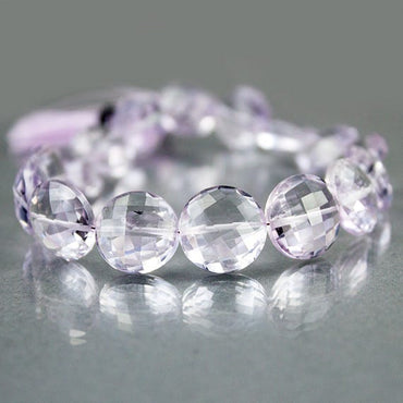 10-12mm Pink Amethyst Faceted Coin Beads 8 inch 19 beads AA Grade (ONLINE ORDER ONLY)