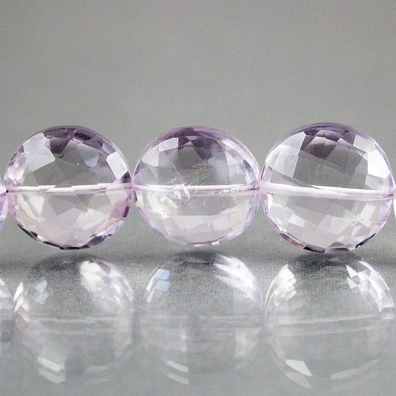 10-12mm Pink Amethyst Faceted Coin Beads 8 inch 19 beads AA Grade (ONLINE ORDER ONLY)