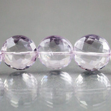 10-12mm Pink Amethyst Faceted Coin Beads 8 inch 19 beads AA Grade (ONLINE ORDER ONLY)