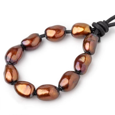 10-12mm Reddish Brown Large Hole Baroque Pearls Set of 10 (ONLINE ORDER ONLY)