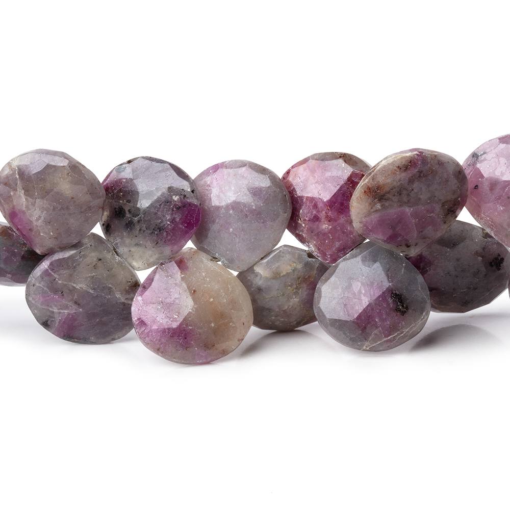 10-12mm Ruby in Marble Matrix Faceted Heart Beads 7 inch 38 pieces (ONLINE ORDER ONLY)